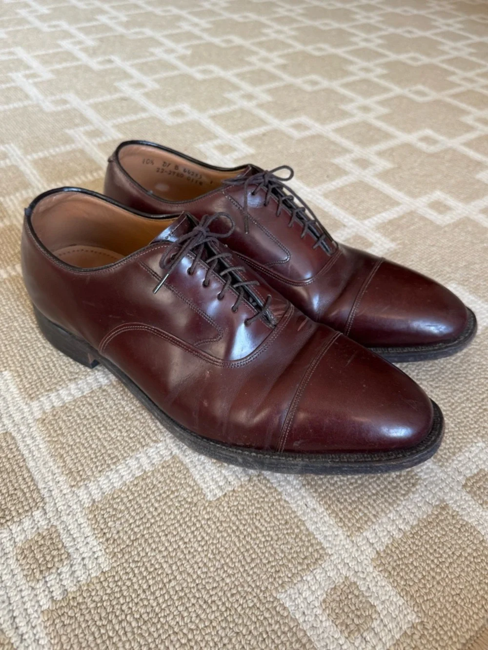 Johnston & Murphy Optima Cap Toe Leather Oxford Dress Shoes Brown Size 10.5